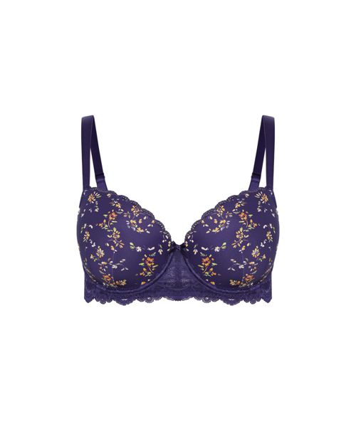 City Chic Plus Size Hailey Print Contour Bra - Sapphire floral