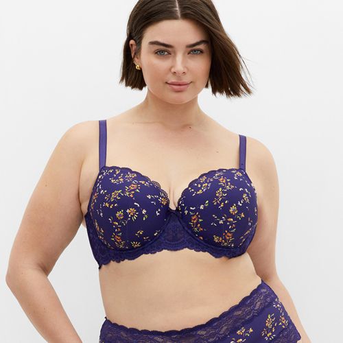 City Chic Plus Size Hailey Print Contour Bra - Sapphire floral