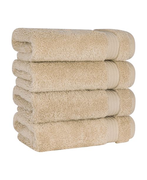American Soft Linen Bekos Premium 100% Turkish Cotton 4-Piece Hand Towel Set - Sand Taupe