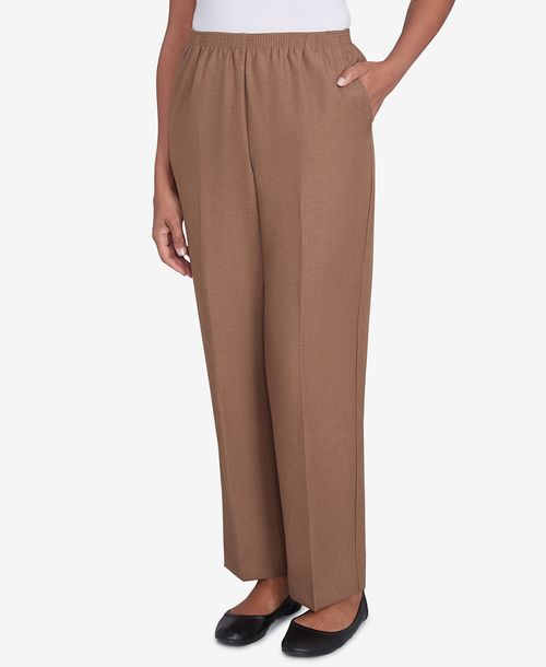 Alfred Dunner Women's Classic Textured Proportioned Medium Pant - Taupe