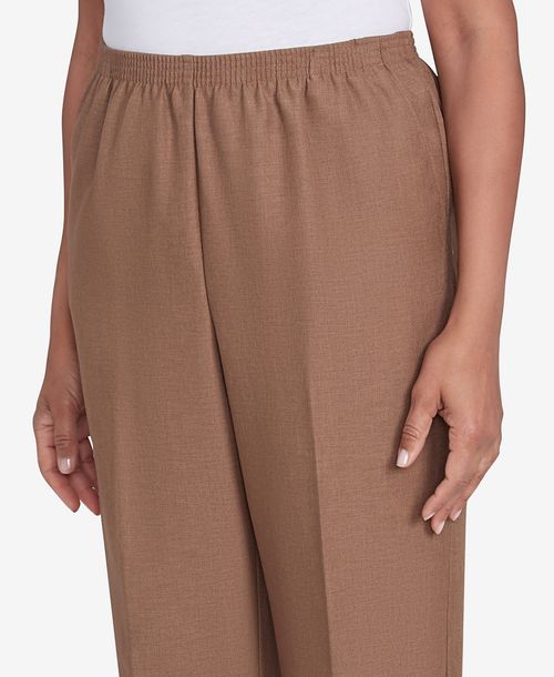 Alfred Dunner Women's Classic Textured Proportioned Medium Pant - Taupe