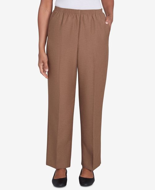 Alfred Dunner Women's Classic Textured Proportioned Medium Pant - Taupe