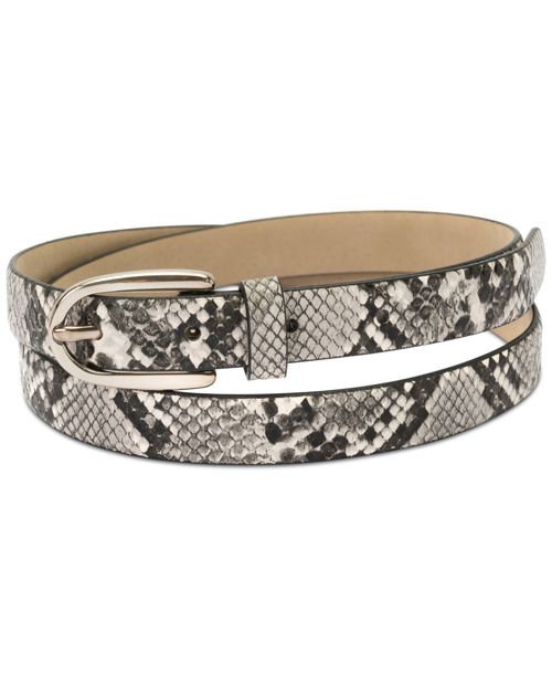 I.n.c. International Concepts 2-Pk Snake & Solid Belt, Created for Macy's - Black Whit