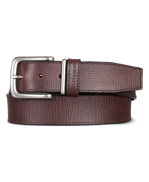 Lucky Brand Men's Leather Jean Belt with Metal and Leather Keeper - Brown