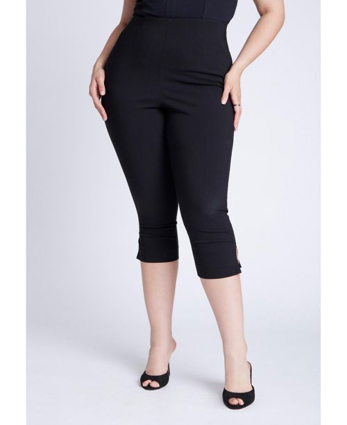 Eloquii Women's Slim Stretch Capri - Black onyx