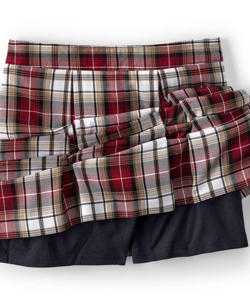 Lands' End Women's School Uniform Plaid Skort Top of Knee - Garnet/khaki plaid