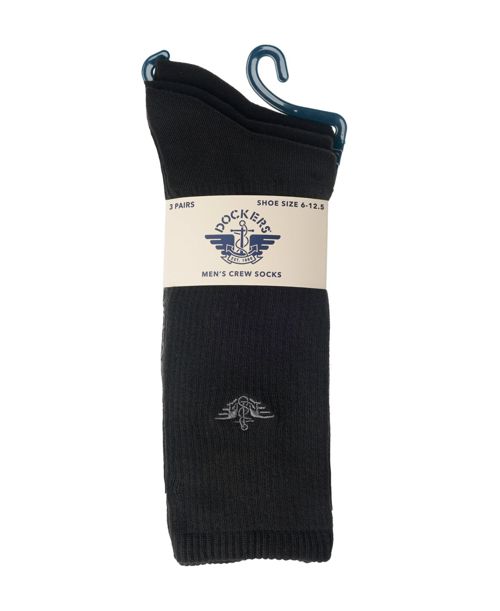 Dockers Men's Performance Socks - 3 and 6 -Pairs Athletic and Dress Crew Socks - Black 41 (3 pairs)