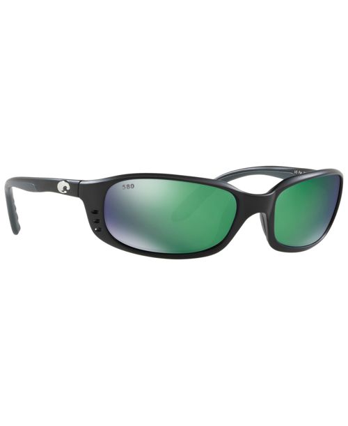 Costa Del Mar Polarized Sunglasses, Brinep - BLACK MATTE/GREEN MIRROR
