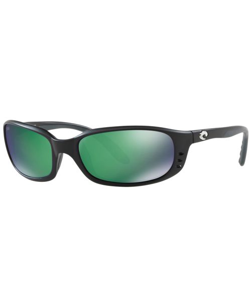 Costa Del Mar Polarized Sunglasses, Brinep - BLACK MATTE/GREEN MIRROR