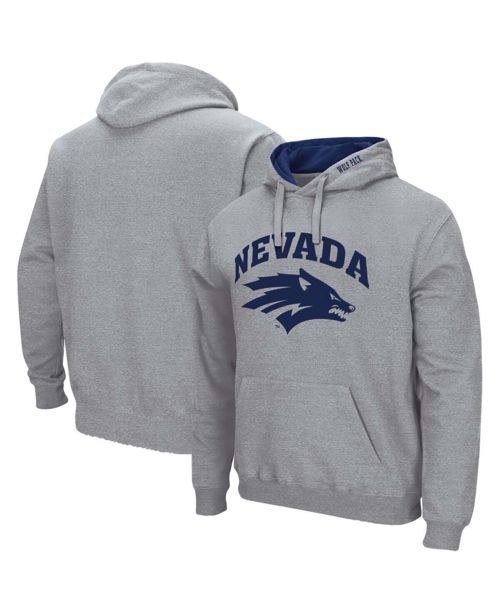 Men's Nevada Wolf Pack Arch and Logo Pullover Hoodie - Heathered Gray