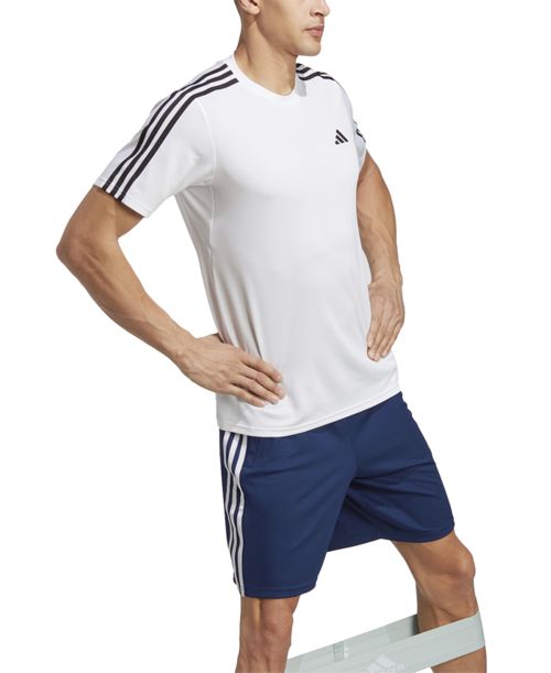 adidas Men's Train Essentials Classic-Fit Aeroready 3-Stripes 10" Training Shorts - Dark Blue / Wht