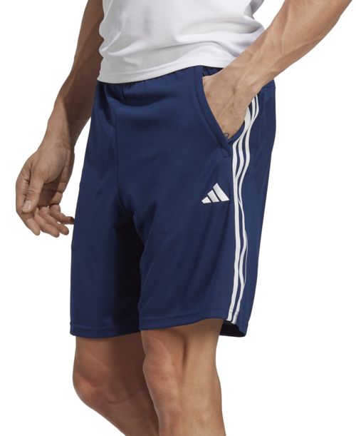 adidas Men's Train Essentials Classic-Fit Aeroready 3-Stripes 10" Training Shorts - Dark Blue / Wht