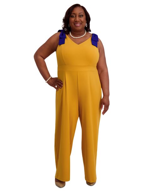 Kasper Women's Tie-Strap Jumpsuit, Regular & Plus Size - Gold Sig/r