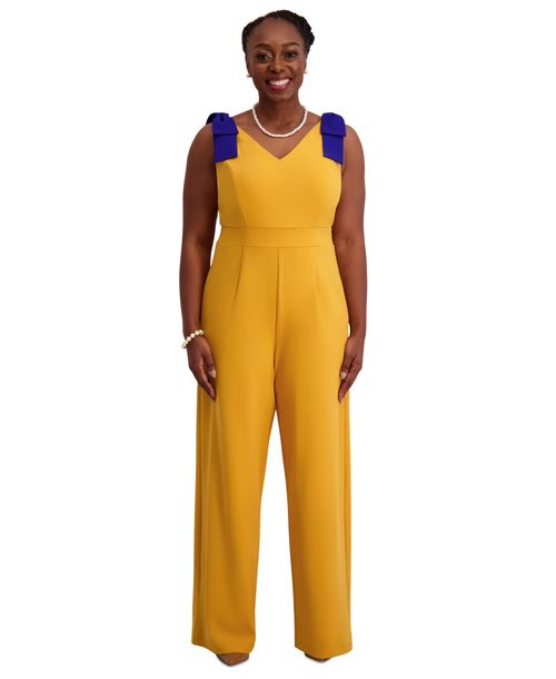 Kasper Women's Tie-Strap Jumpsuit, Regular & Plus Size - Gold Sig/r
