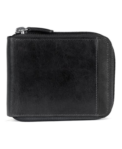 Mancini Casablanca Collection Men's Rfid Secure Center Zippered Wallet with Removable Passcase - Black