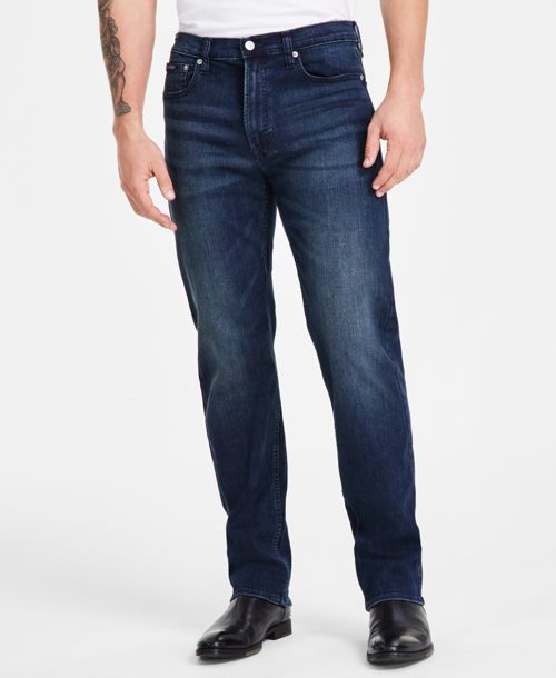 Calvin Klein Men's Standard Straight-Fit Stretch Jeans - Boston Blue