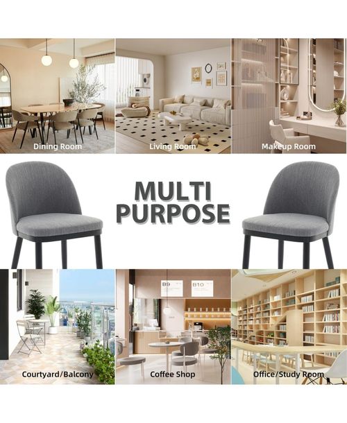 gaomon Set of 2 Modern Fabric Upholstered Dining Chairs, Curved Back Kitchen Side Chairs with Wood Legs