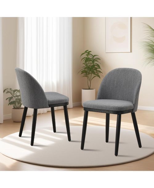 gaomon Set of 2 Modern Fabric Upholstered Dining Chairs, Curved Back Kitchen Side Chairs with Wood Legs