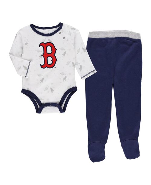 Newborn and Infant Boys and Girls Navy, White Boston Red Sox Dream Team Bodysuit Hat and Footed Pants Set - Navy, White