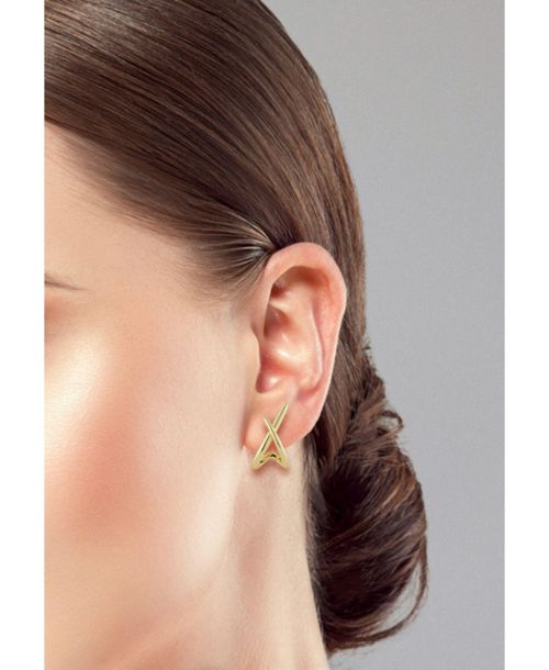 Rachel Zoe Sterling Silver X Huggie Stud Earrings - Gold
