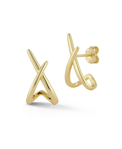 Rachel Zoe Sterling Silver X Huggie Stud Earrings - Gold