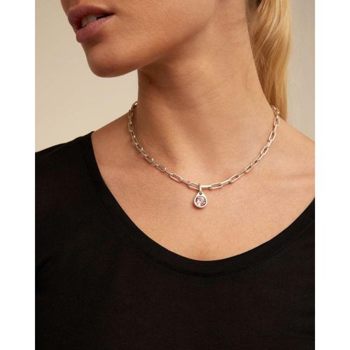 UNOde50 Circular Metal Alloy Charm with Faceted Stone - Silver