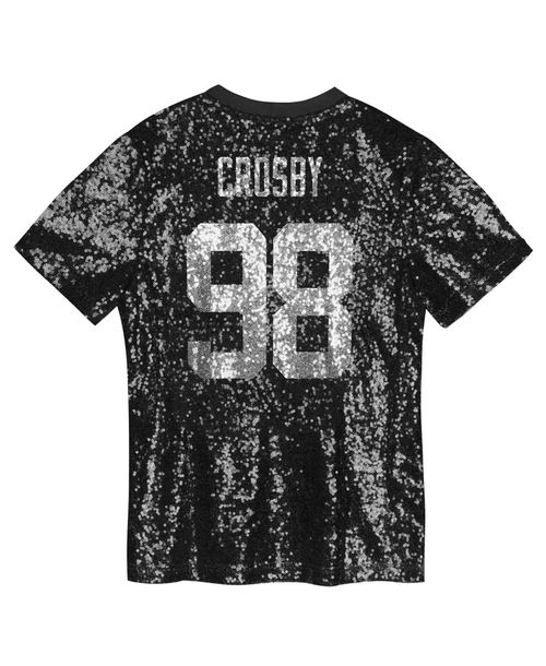 Outerstuff Big Girls Maxx Crosby Black Las Vegas Raiders Sequin V-Neck Fashion Jersey - Black