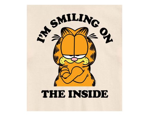 Hybrid Apparel Garfield Smiling Mens Short Sleeve Tee - Cream