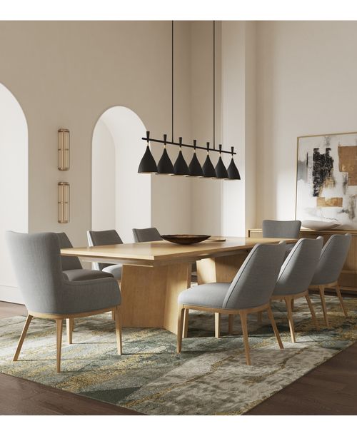 Loft 9-Pc. Wood Rectangle Dining Set (Table, 6 Side Chairs, and 2 Arm Chairs) - Brown, Gray