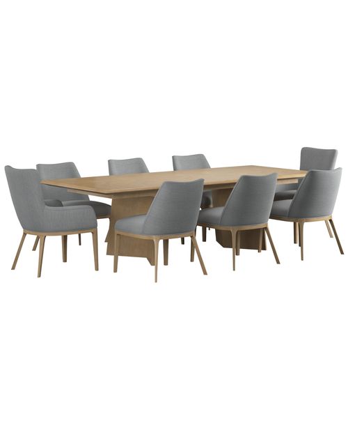 Loft 9-Pc. Wood Rectangle Dining Set (Table, 6 Side Chairs, and 2 Arm Chairs) - Brown, Gray