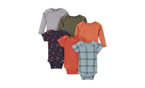 Gerber Baby Boys 6-Pack Onesies Bodysuits - Blue plaid