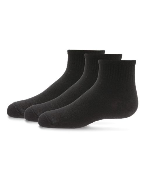 MeMoi Girls 3 Pairs Unisex Mid Cut Cotton Blend Socks - Black