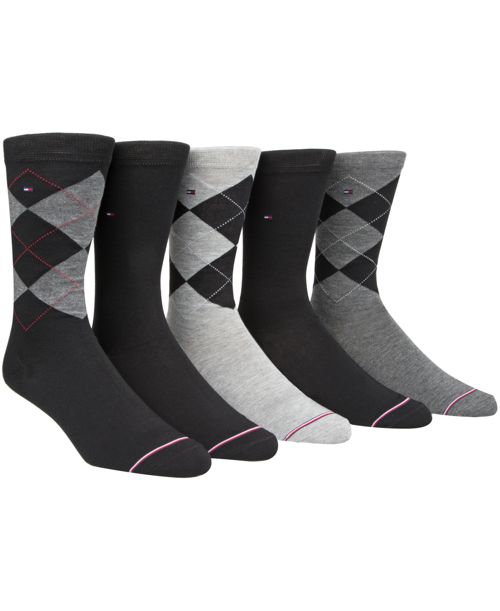 Tommy Hilfiger Men's 5-Pk. Argyle Premium Crew Socks - Black