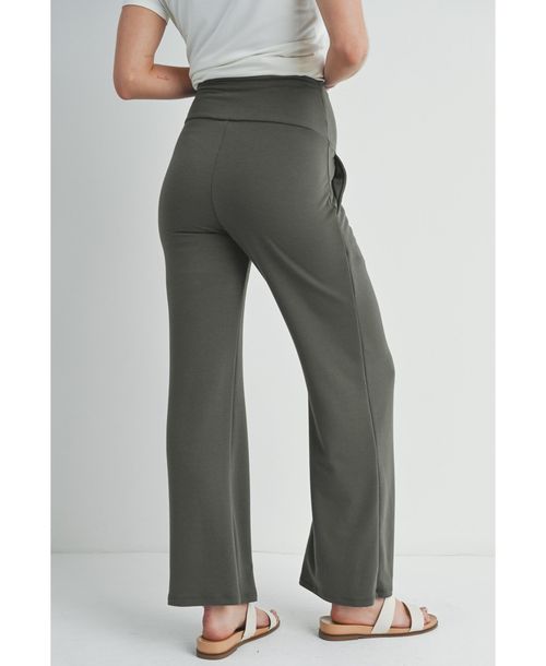 Hello Miz Maternity Over-the-Belly Wide Leg Lounge Pants - Dark grey