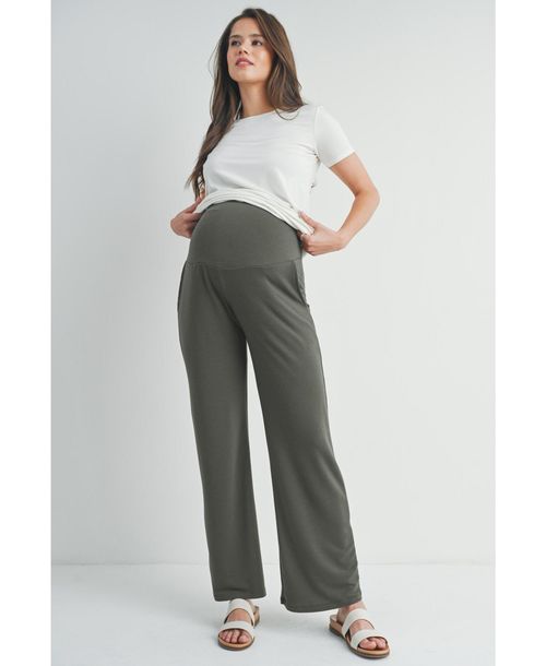 Hello Miz Maternity Over-the-Belly Wide Leg Lounge Pants - Dark grey