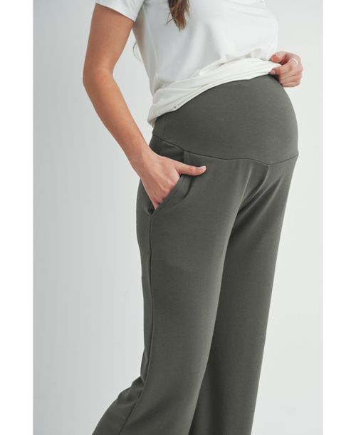 Hello Miz Maternity Over-the-Belly Wide Leg Lounge Pants - Dark grey
