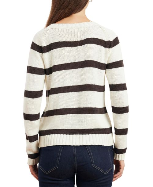Paneros Clothing Women's Striped Sloane Crewneck Sweater - Cacao