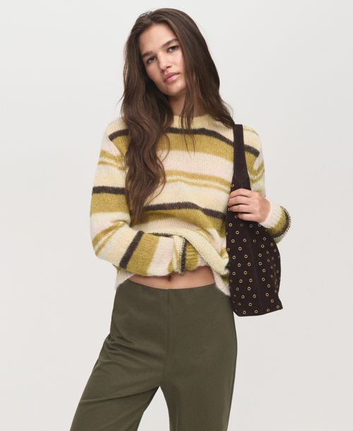 Mango Women's Elastic Waist Straight-Fit Pants - Khaki