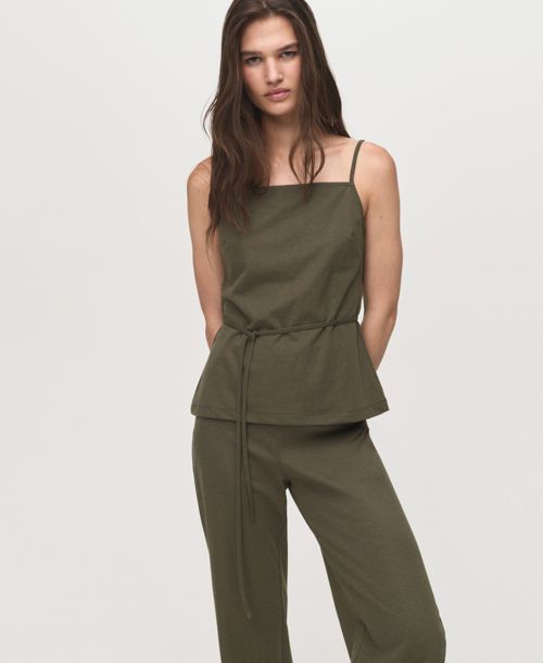 Mango Women's Elastic Waist Straight-Fit Pants - Khaki