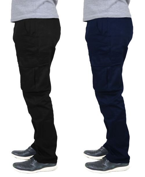 Blu Rock Men's 2-Pack Flex Stretch Cargo Pants - Black, Navy