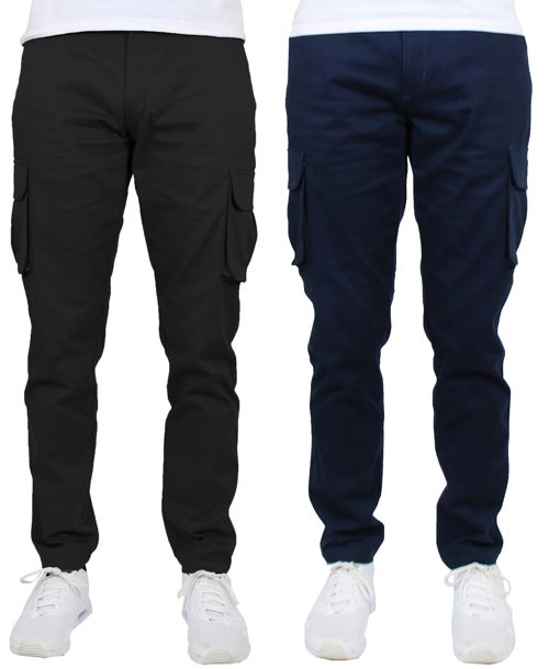 Blu Rock Men's 2-Pack Flex Stretch Cargo Pants - Black, Navy