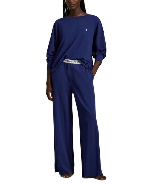 Polo Ralph Lauren Women's 2-Piece Crewneck Top and Pants Pajama Set - Blue