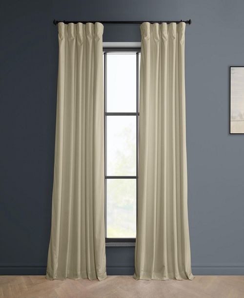 Half Price Drapes Heritage Plush Velvet Room Darkening Curtain - Macchiato beige