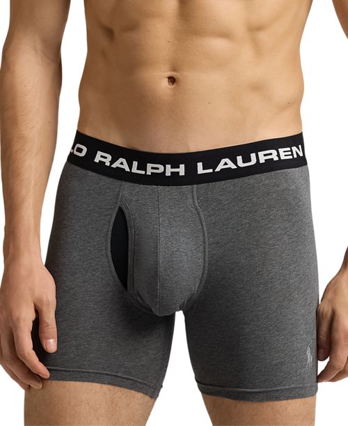 Polo Ralph Lauren Men's 3-Pk. Perfect Pouch Boxer Briefs - Andover Heather/charcoal Heather/black