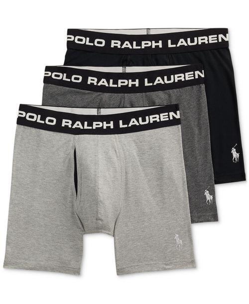 Polo Ralph Lauren Men's 3-Pk. Perfect Pouch Boxer Briefs - Andover Heather/charcoal Heather/black
