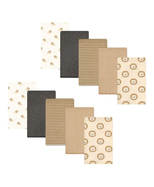 Hudson Baby Unisex Absorbent Flannel Burp Cloths 10-Count Cotton/Poly Blend - Brave lion 10-pack