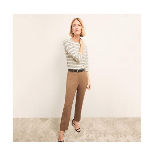 M.m.LaFleur Women's Smith Straight Trouser - Washable Wool Twill - Camel