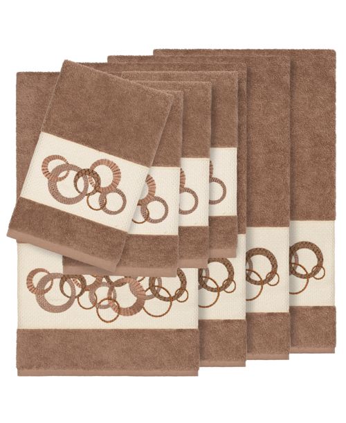 Linum Home Turkish Cotton Annabelle 8-Pc. Embellished Towel Set - Latte
