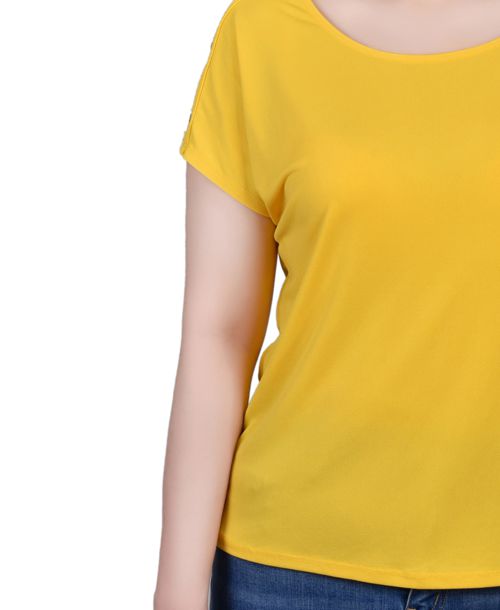 Ny Collection Short Sleeve Extended Sleeve Tunic Top - Yellow