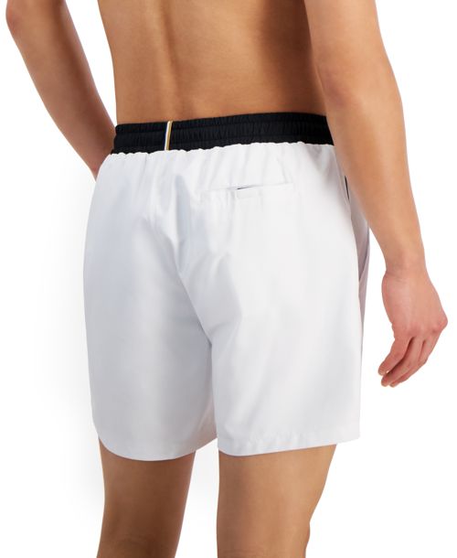 Boss by Hugo Boss Men's Logo 6" Swim Trunks, Created for Macy's - White